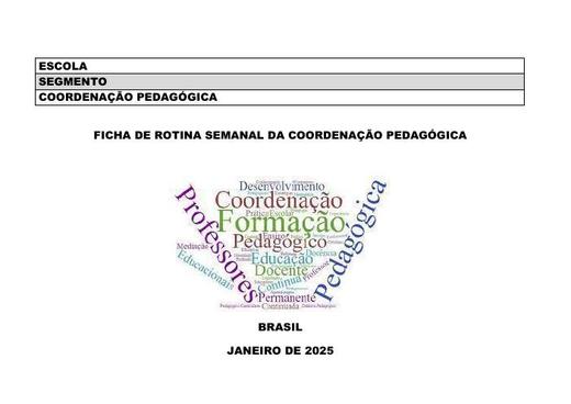 Capa do material nº 076: Ficha de Organização da Rotina Semanal da Coordenação Pedagógica